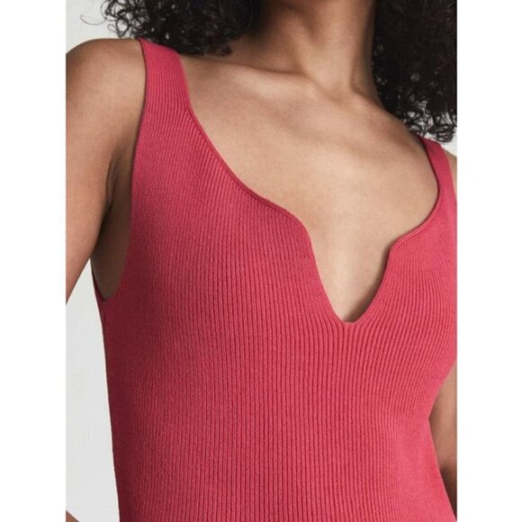 💕REISS💕 Dakota Sweetheart Neck Knitted Bodycon Dress ~ Pink Medium M - Picture 5 of 16